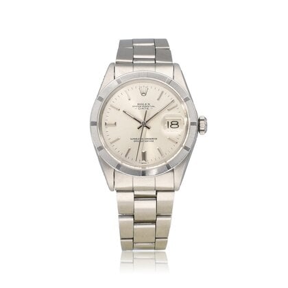 Date 34 34 NEW ROLEX SERVICE - 1992 | steel silver Oyster Engine Turned Bezel