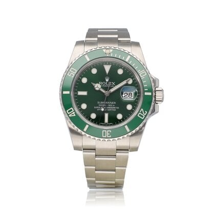 Submariner Date 40 NEW ROLEX SERVICE - 2013 + papers | steel green - Hulk ceramic