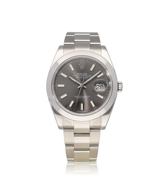 Rolex Datejust 41 NEW ROLEX SERVICE - 2019 B+P | steel grey - slate domed Oyster