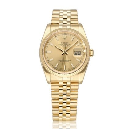 Datejust  NEW ROLEX SERVICE - 2010 B+P | yellow gold champagne Jubilee