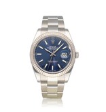 Rolex Datejust 41 NEW ROLEX SERVICE - 2020 B+P | steel - white gold fluted blue Oyster