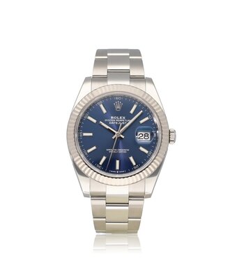 Rolex Datejust 41 NEW ROLEX SERVICE - 2020 B+P | steel - white gold fluted blue Oyster