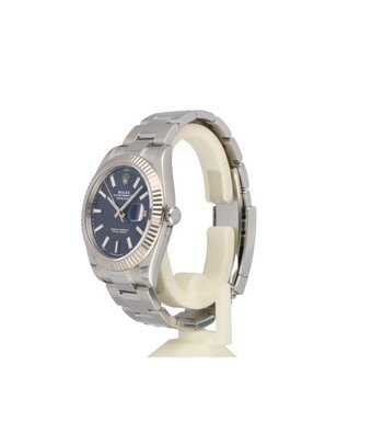Rolex Datejust 41 NEW ROLEX SERVICE - 2020 B+P | steel - white gold fluted blue Oyster