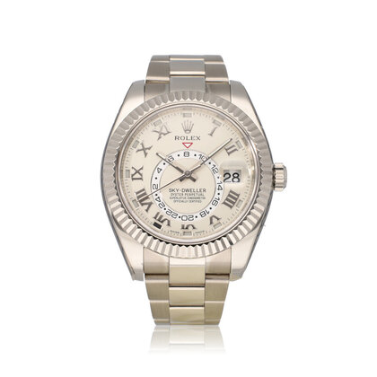 Sky-Dweller  42 NEW ROLEX SERVICE - 2014 B+P | white gold ivory roman Oyster