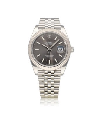 Rolex Datejust 41 steel rhodium - slate - grey fluted Jubilee 2018 box + papers