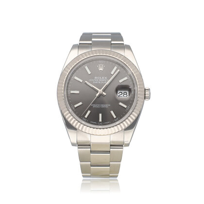 Datejust 41 NEW ROLEX SERVICE  - 2019 + papers | steel - white gold rhodium - slate - grey
