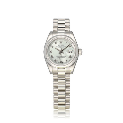 Lady-Datejust 26 NEW ROLEX SERVICE - 2007 B+P | platina silver roman