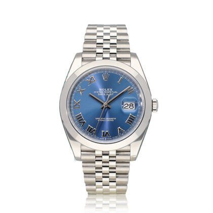 Datejust 41 NEW ROLEX SERVICE | DSC steel azurro blue roman Jubilee + box