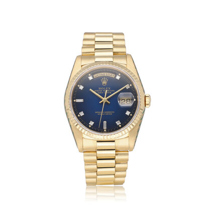Day-Date 36 NEW ROLEX SERVICE - 1989 | gold blue ombre - vignette diamond President