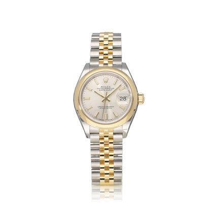 Lady-Datejust 28 - 2020 box + papers | steel - yellow gold silver domed Jubilee