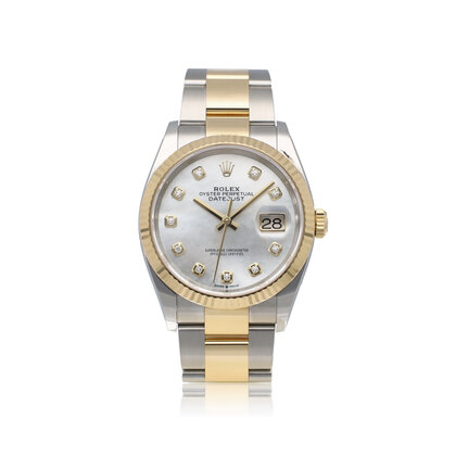 Datejust 36 Oyster 2021 box + papers | steel - yellow gold diamond MOP - pearl