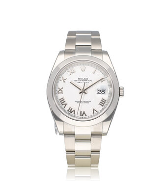 Rolex Datejust 41 steel white domed Oyster 2020 box + papers