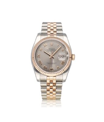 Rolex Datejust 36 steel - rose gold grey / slate roman 2009 + papers