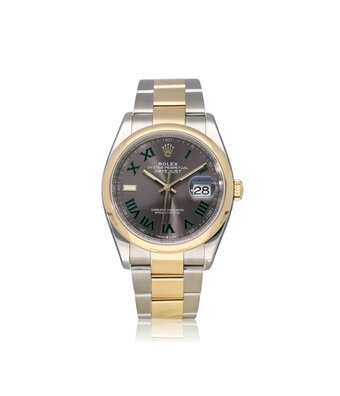 Rolex Datejust 36 2021 box + papers | steel - yellow gold slate roman Oyster Wimbledon