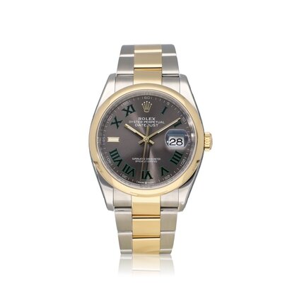 Datejust 36 2021 box + papers | steel - yellow gold slate roman Oyster Wimbledon