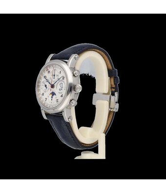 Christiaan van der Klaauw Ariadne Perpetual Calendar 40 steel silver alligator leather - date - moonphase 2008 box +