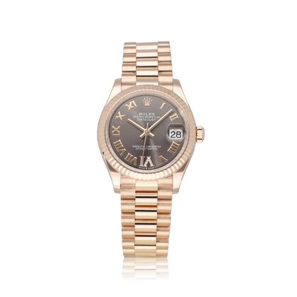 Datejust 31 rose gold grey roman diamond VI President 2022 box + papers
