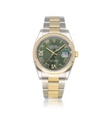 Rolex Datejust 36 2019 box + papers | steel - yellow gold green diamond roman Oyster B+P