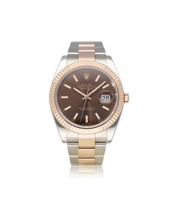 Rolex Datejust 41 2020 box + papers | steel - rose gold choco - brown Oyster