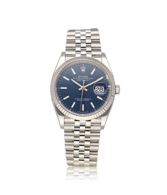 Rolex Datejust 36 - 2024 box + papers | steel - white gold fluted blue Jubilee