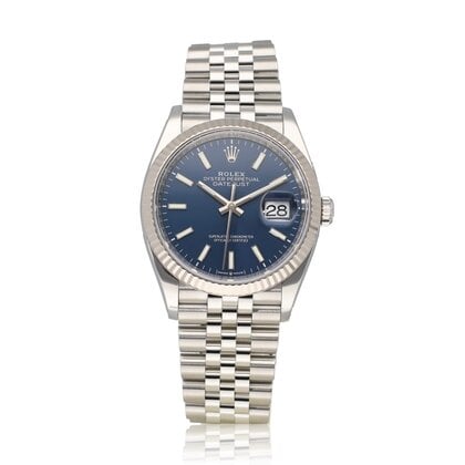 Datejust 36 - 2024 box + papers | steel - white gold fluted blue Jubilee
