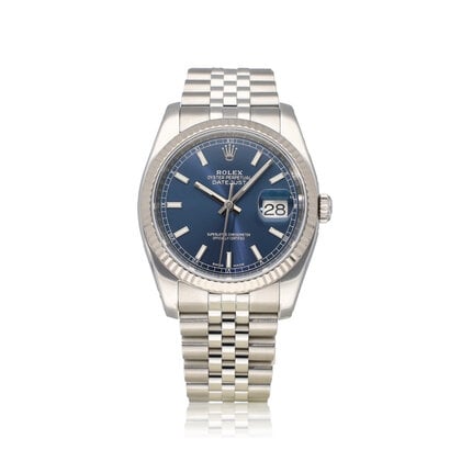 Datejust 36 NEW ROLEX SERVICE | steel - white gold blue fluted concealed Jubilee