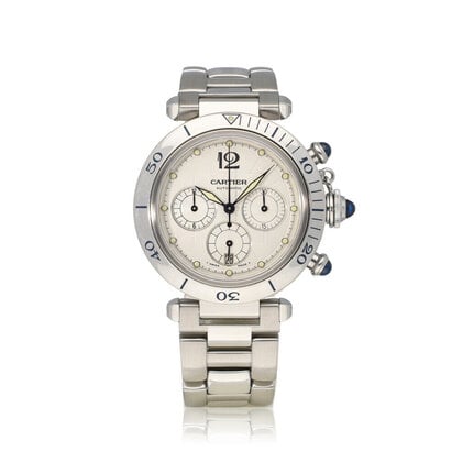 Pasha de Cartier   NEW CARTIER SERVICE - 2007 B+P | steel silver automatic