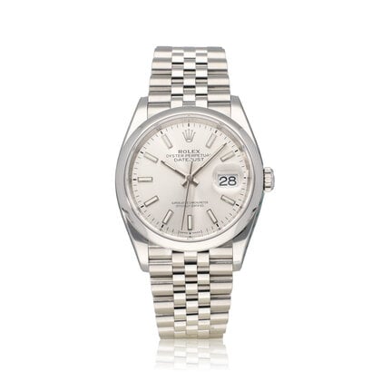 Datejust 36 NEW ROLEX SERVICE | steel silver domed Jubilee + box