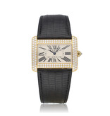 Cartier Tank Divan 32 NEW CARTIER STRAP | yellow gold factory diamond + box