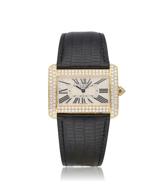 Cartier Tank Divan 32 NEW CARTIER STRAP | yellow gold factory diamond + box