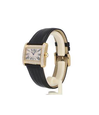 Cartier Tank Divan 32 NEW CARTIER STRAP | yellow gold factory diamond + box