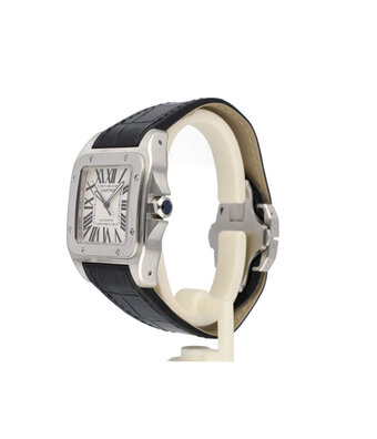 Cartier Santos 100 XL 38 NEW CARTIER STRAP | steel silver alligator leather + box