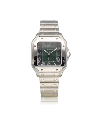 Cartier Santos de Cartier  MM - 2023 box + papers | steel green roman