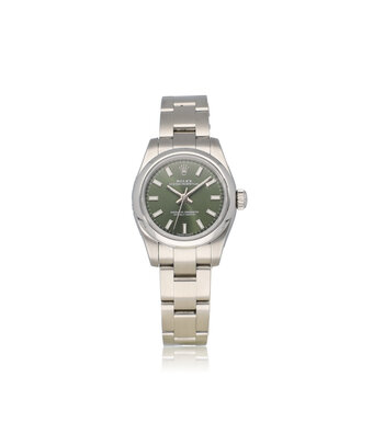 Rolex Oyster Perpetual 26 NEW ROLEX SERVICE - 2019 B+P | steel olive - green domed Oyster
