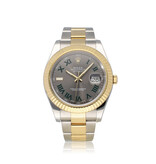 Rolex Datejust II 41 - 2012 + papers | steel - yellow gold fluted black Wimbledon roman Oyster