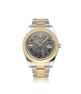 Rolex Datejust II 41 - 2012 + papers | steel - yellow gold fluted black Wimbledon roman Oyster