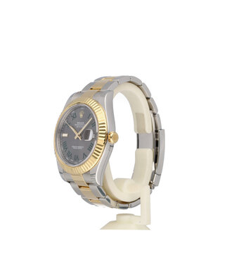 Rolex Datejust II 41 - 2012 + papers | steel - yellow gold fluted black Wimbledon roman Oyster