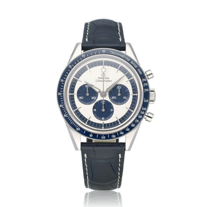 Speedmaster  40 - 2016 box + papers | steel leahter white - blue dial
