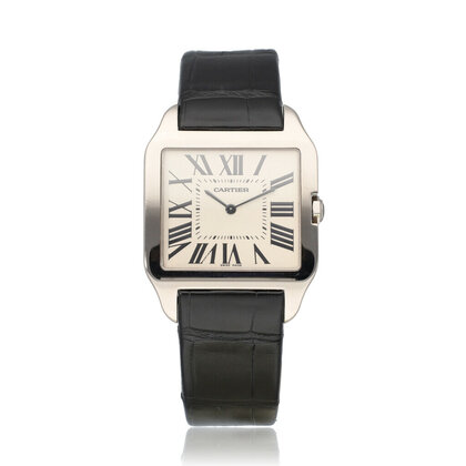 Santos de Cartier Santos-Dumont  NEW CARTIER STRAP | white gold leather | ref. 2651 |
