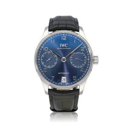 Portugieser Automatic 42 NEW IWC SERVICE - 2022 B+P | steel blue