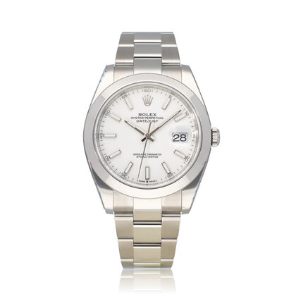 Datejust 41 NEW ROLEX SERVICE -  2025 B+P | steel white domed Oyster