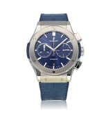 Hublot Classic Fusion Chronograph Titanium Blue 45 NEW HUBLOT STRAP - 2016 + papers