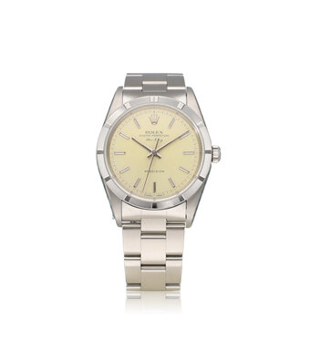 Rolex Air-king  NEW ROLEX SERVICE - 1996 | steel silver engine turned bezel