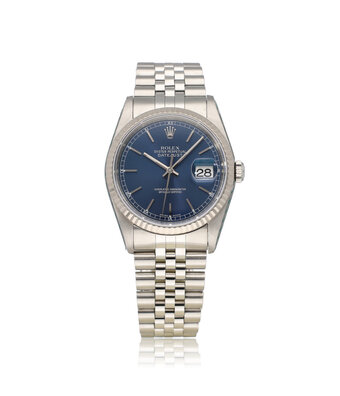 Rolex Datejust 36 NEW ROLEX SERVICE - 1993 box + papers | steel blue fluted Jubilee