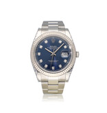 Rolex Datejust 41 NEW ROLEX SERVICE - 2021 B+P | steel - white gold blue diamond Oyster