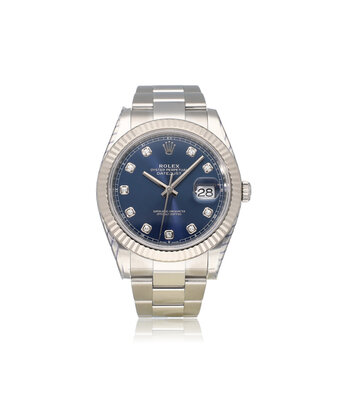 Rolex Datejust 41 NEW ROLEX SERVICE - 2021 B+P | steel - white gold blue diamond Oyster