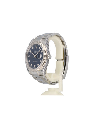 Rolex Datejust 41 NEW ROLEX SERVICE - 2021 B+P | steel - white gold blue diamond Oyster