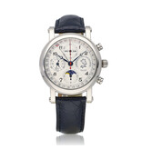 Christiaan van der Klaauw Ariadne Perpetual Calendar 40 steel silver alligator leather - date - moonphase 2008 box +