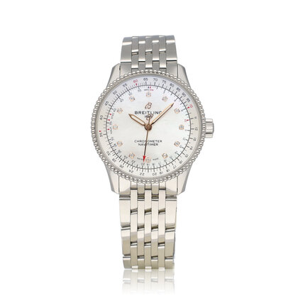 Navitimer Automatic 35 - 2018 box + papers | steel MOP - pearl diamond