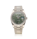 Rolex Day-Date 40 NEW ROLEX SERVICE - 2018 + papers | white gold President green / olive / money